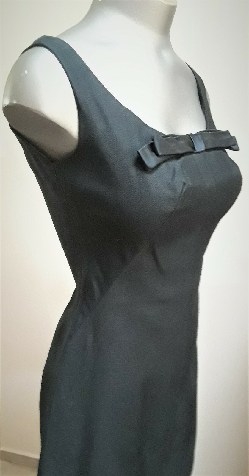 Another Ann Barry Jr True Vintage Black Tailored Dress Tiered Hem + Bow XS
