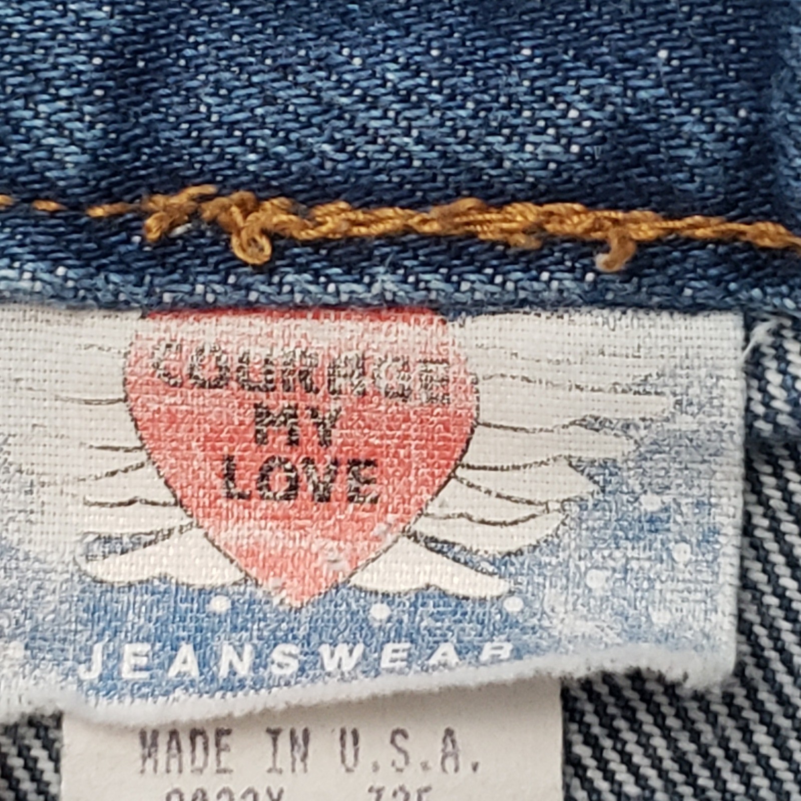 Courage My Love 13/14 Denim Skirt Blue Button Front High Rise Midi Vintage 90s