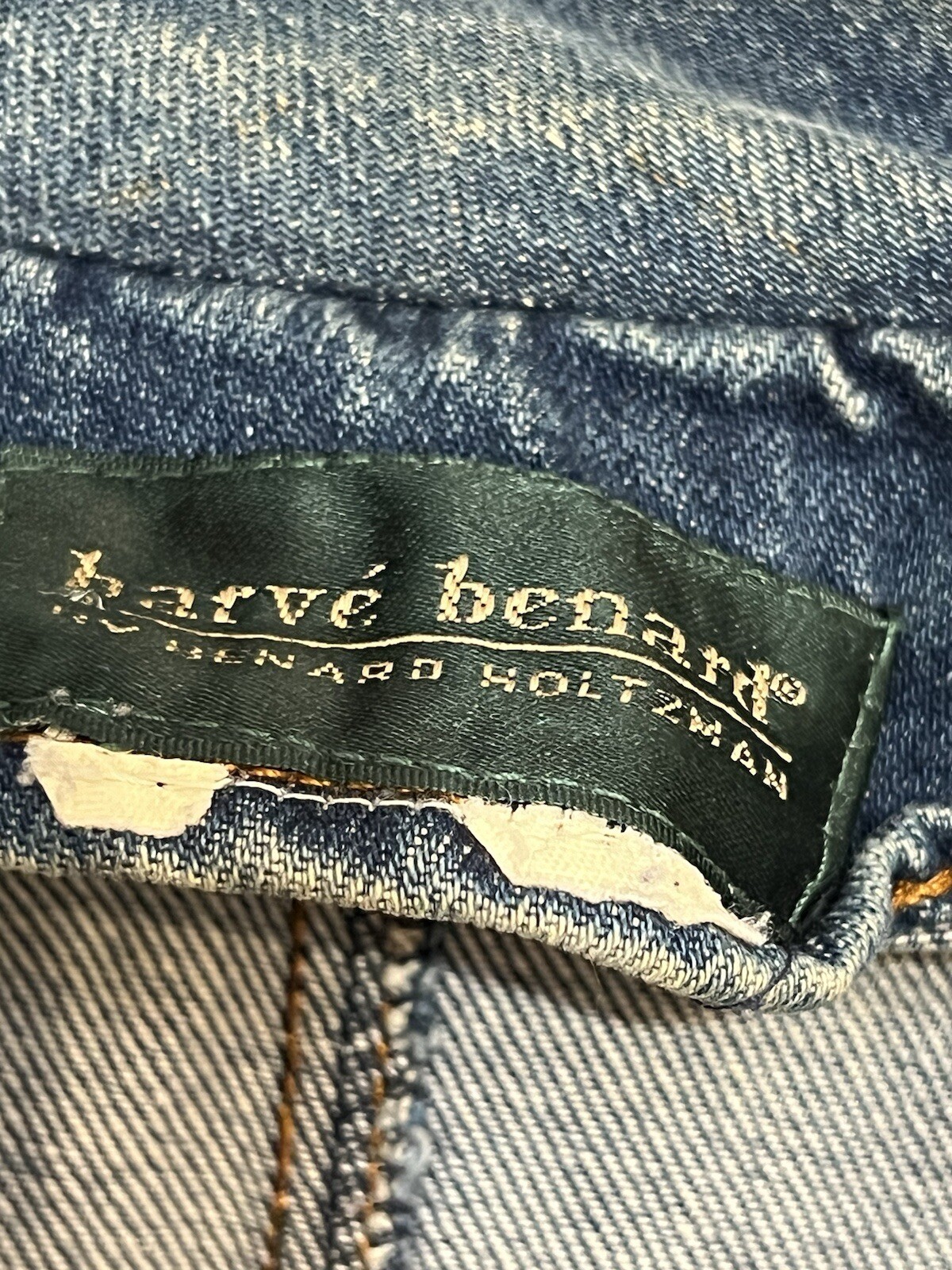 Harve Bernard Vintage Denim Jacket Coat Monogrammed Logo