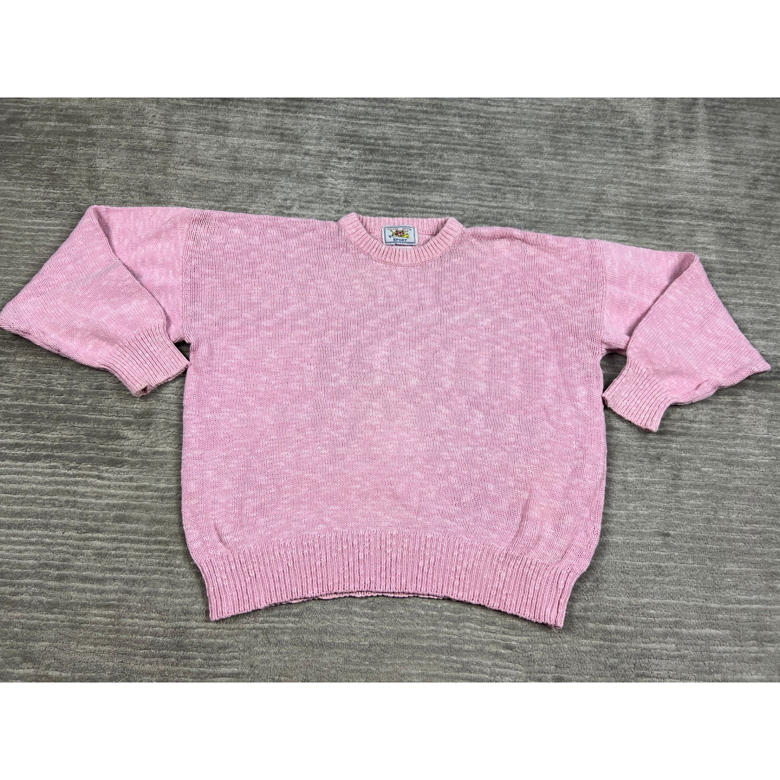 Club Run Sport Sweater Womens XL Pink Cotton Crewneck Marl Knit Vintage Slouchy