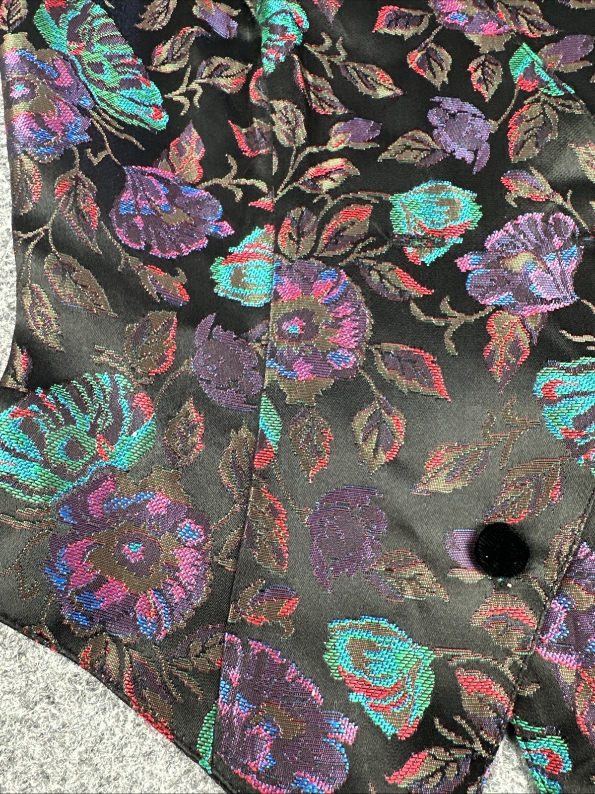 VTG 80s WRAPPER Floral Brocade Multicolor Holographic Tapestry Vest USA Women S