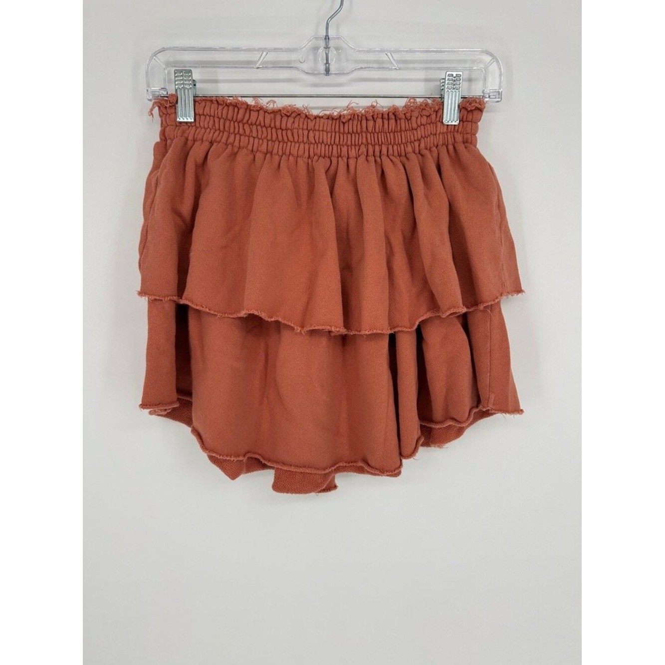Aerie Rust Gauze Tiered Ruffle Mini Skirt Boho Cottagecore Festival Small Fairy