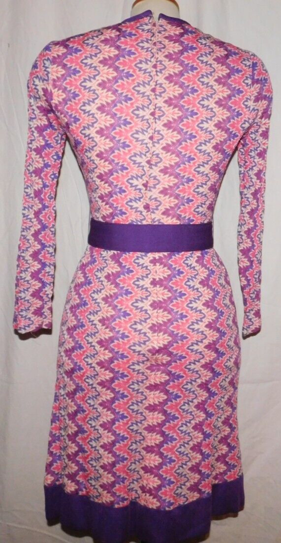 VTG 60’s NU MODE DRESS MOD Pink Purple Bold Psychedelic ZigZag Belt sz S