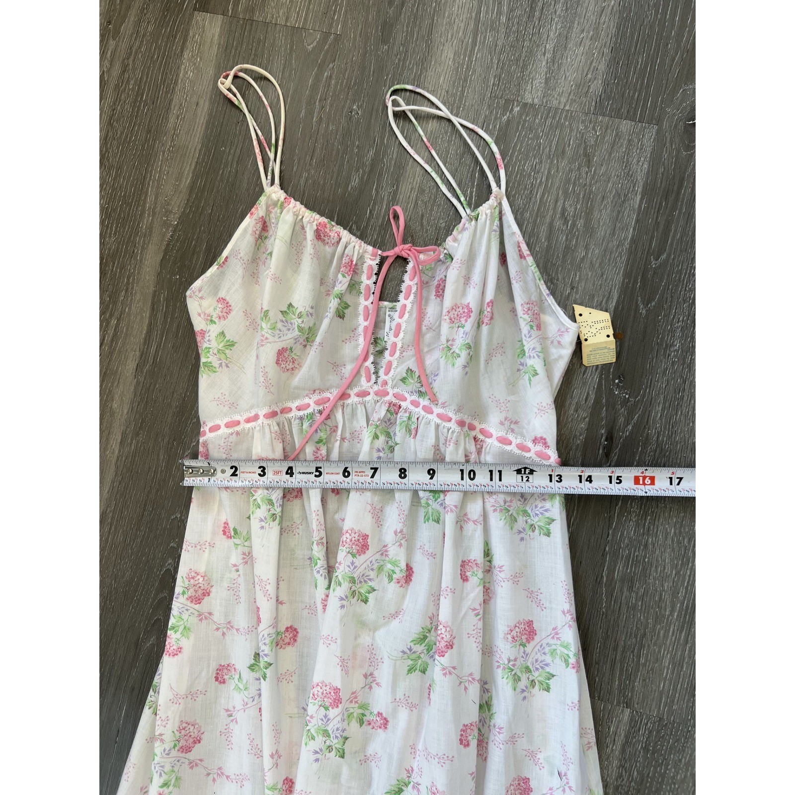 Vintage Komar Deadstock NWT Floral Sheer Gauze Spaghetti Strap Maxi Dress Size L