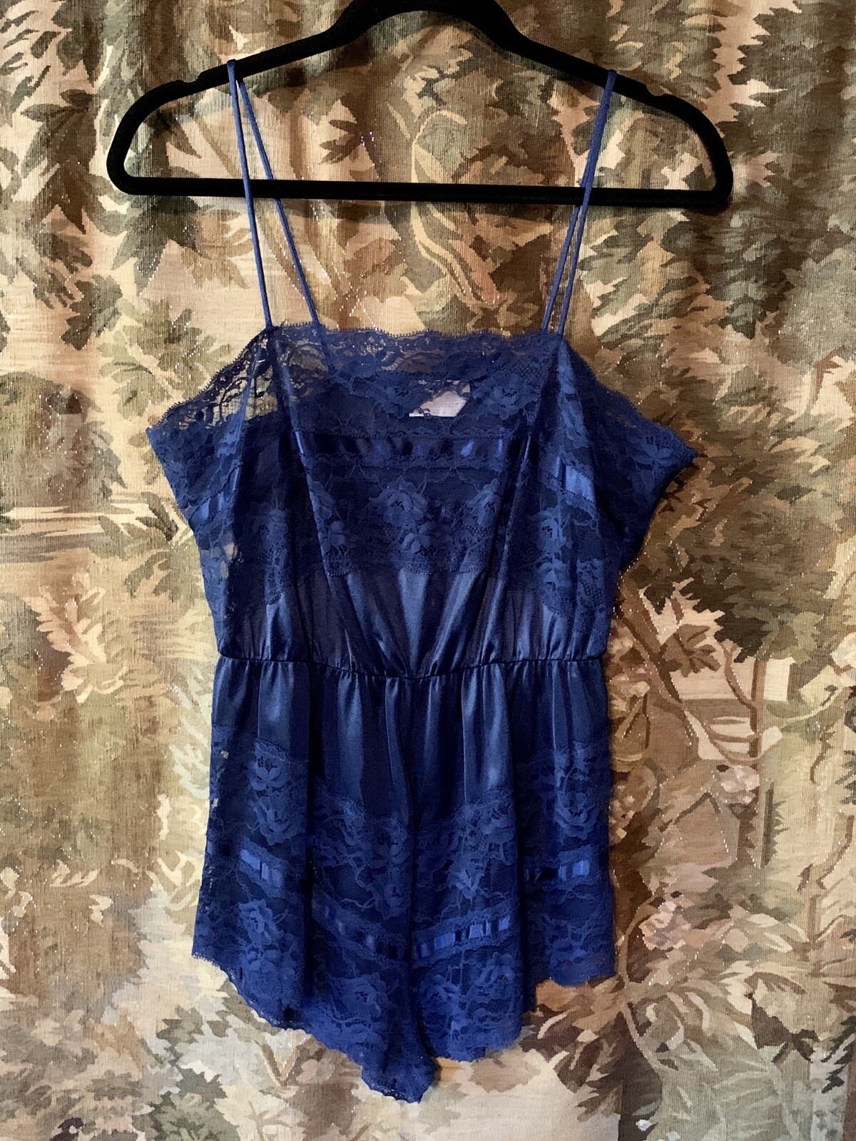 Vintage semi sheer lace one piece slip bodysuit womens lingerie loungewear retro