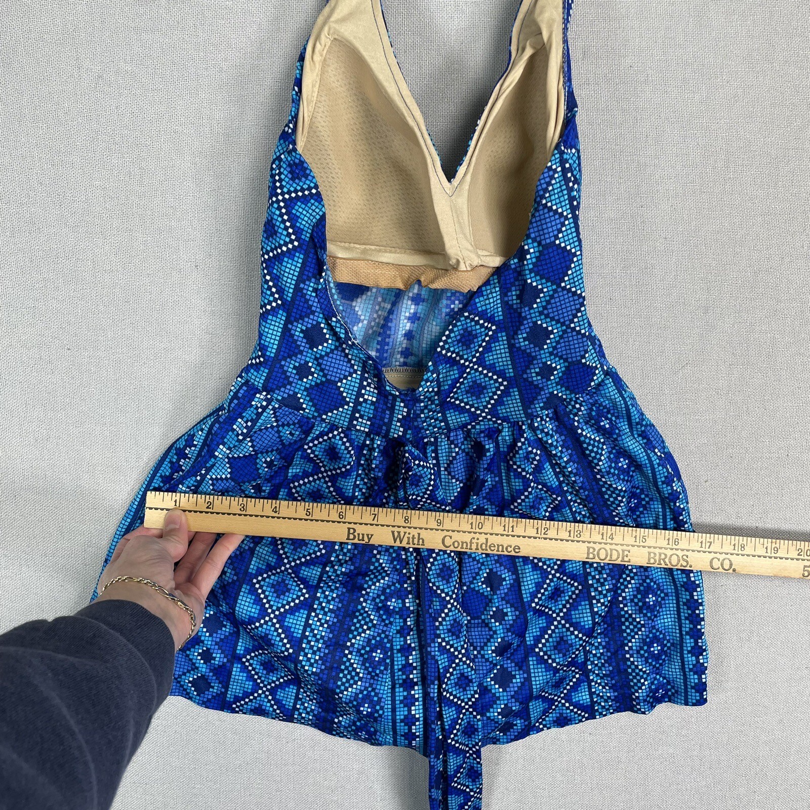VINTAGE 50s 60s Cole of California One Piece Swimsuit Sz 14 Geometric J24