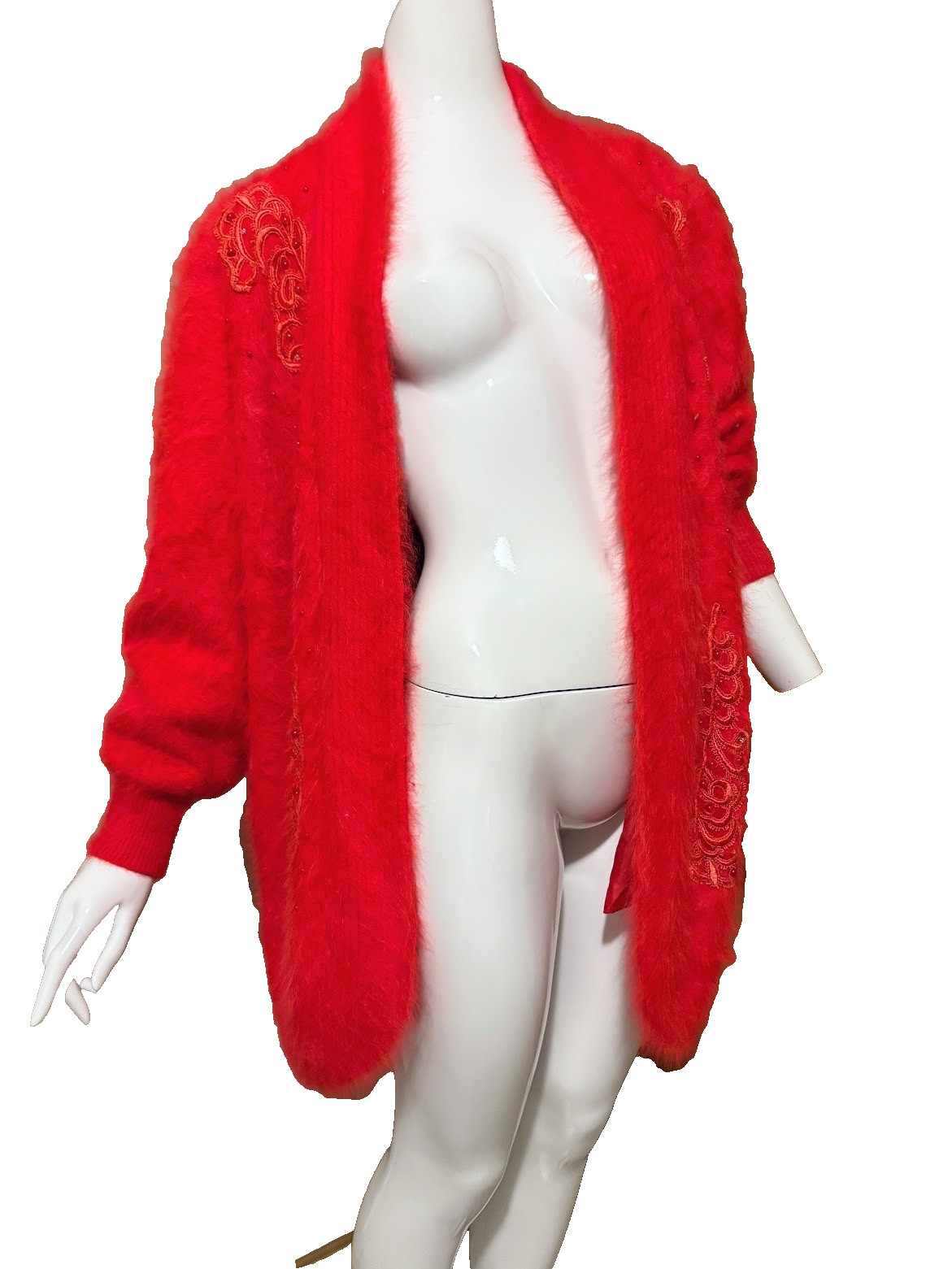 VTG 1980s Lee Sands Fluffy angora blend cardigan M/L/XL OVERSIZED