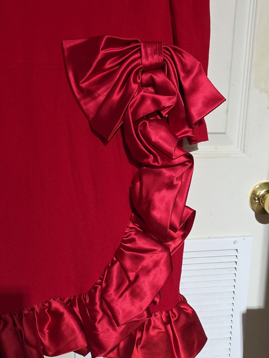 Vintage Morton Myles For The Warrens Size 14 RED Dress BOW Spot On Front!