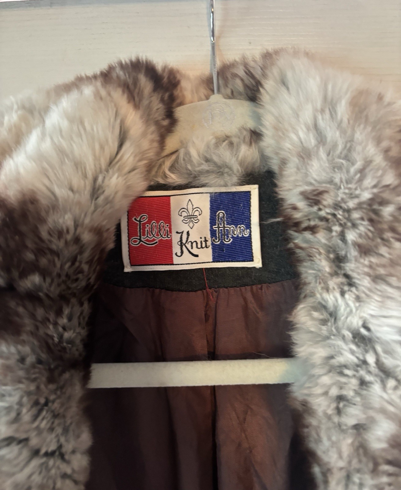 Lilli Ann Gray Wool Chinchilla Trim 1960s Coat. Size S