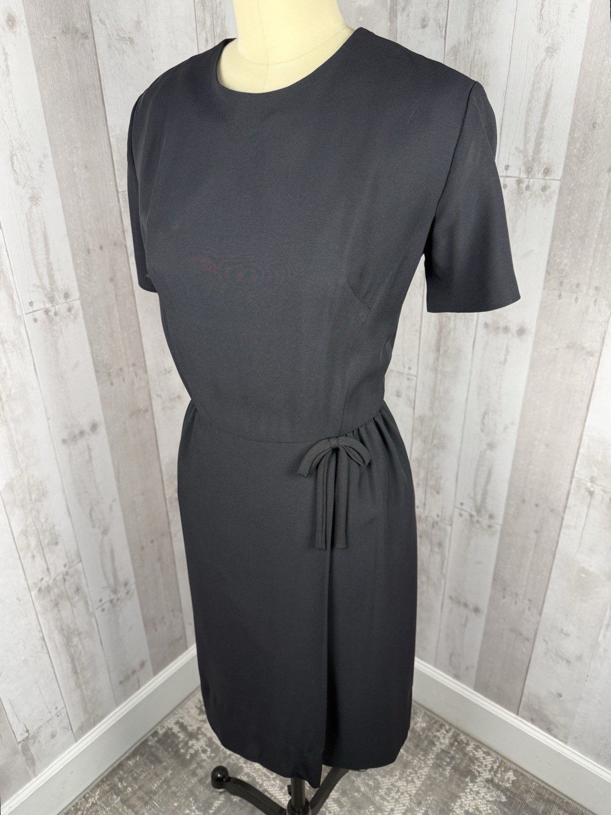 Vintage 1960s Little Black Dress Inky Jet Sheer Acetate Short Cocktail Club Sml
