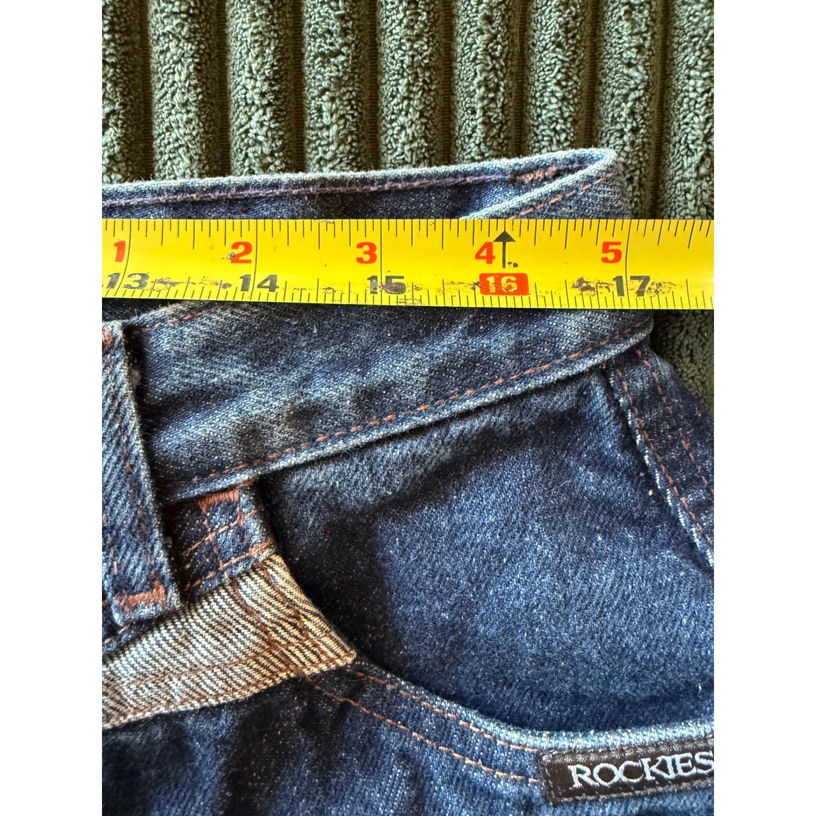 Vintage Rockies High Waisted Western Jeans Dark Wash Tapered Leg 19/20 38 x 36