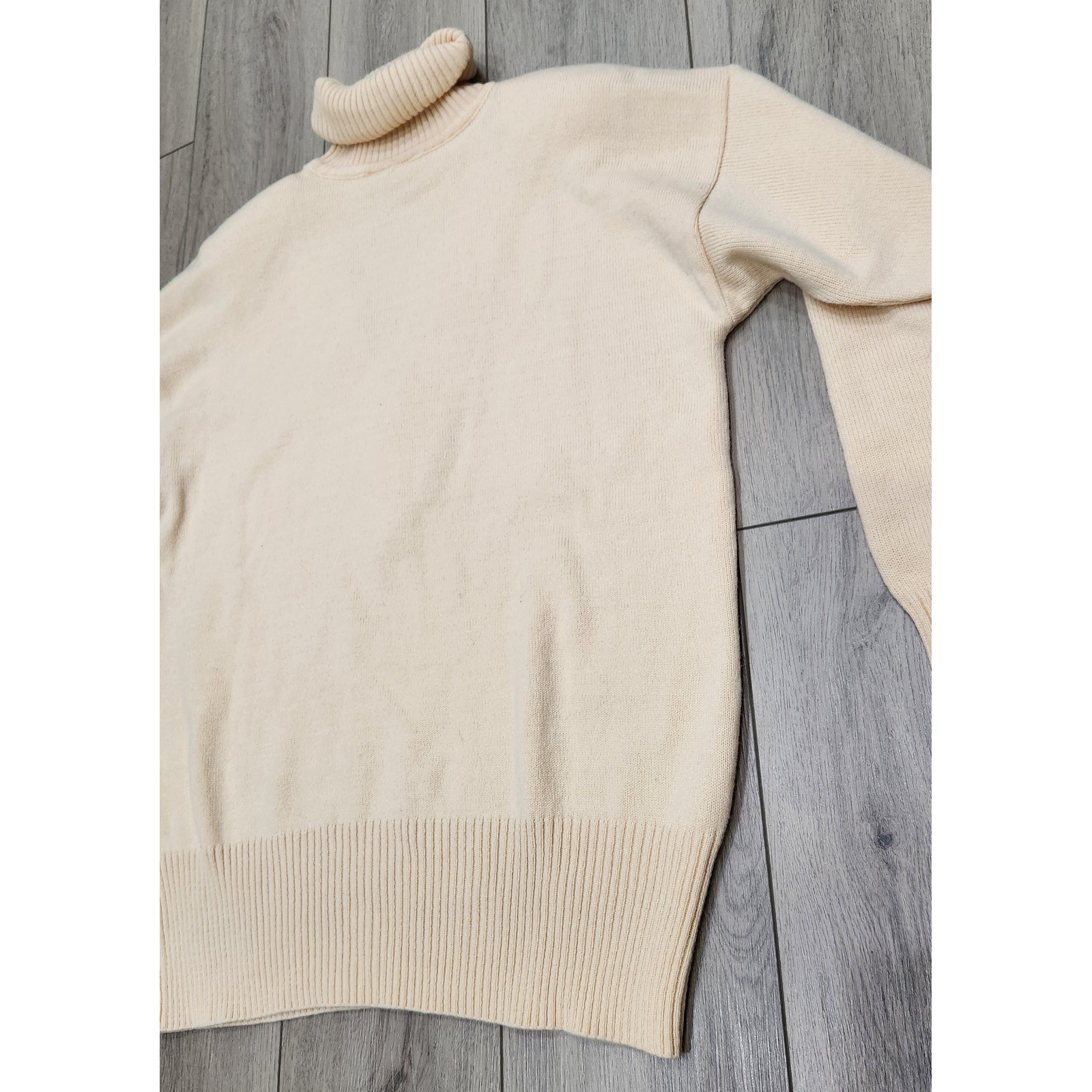 Vintage Liz Claiborne Lambswool Blend Turtleneck Sweater Cream/Peach Women’s M