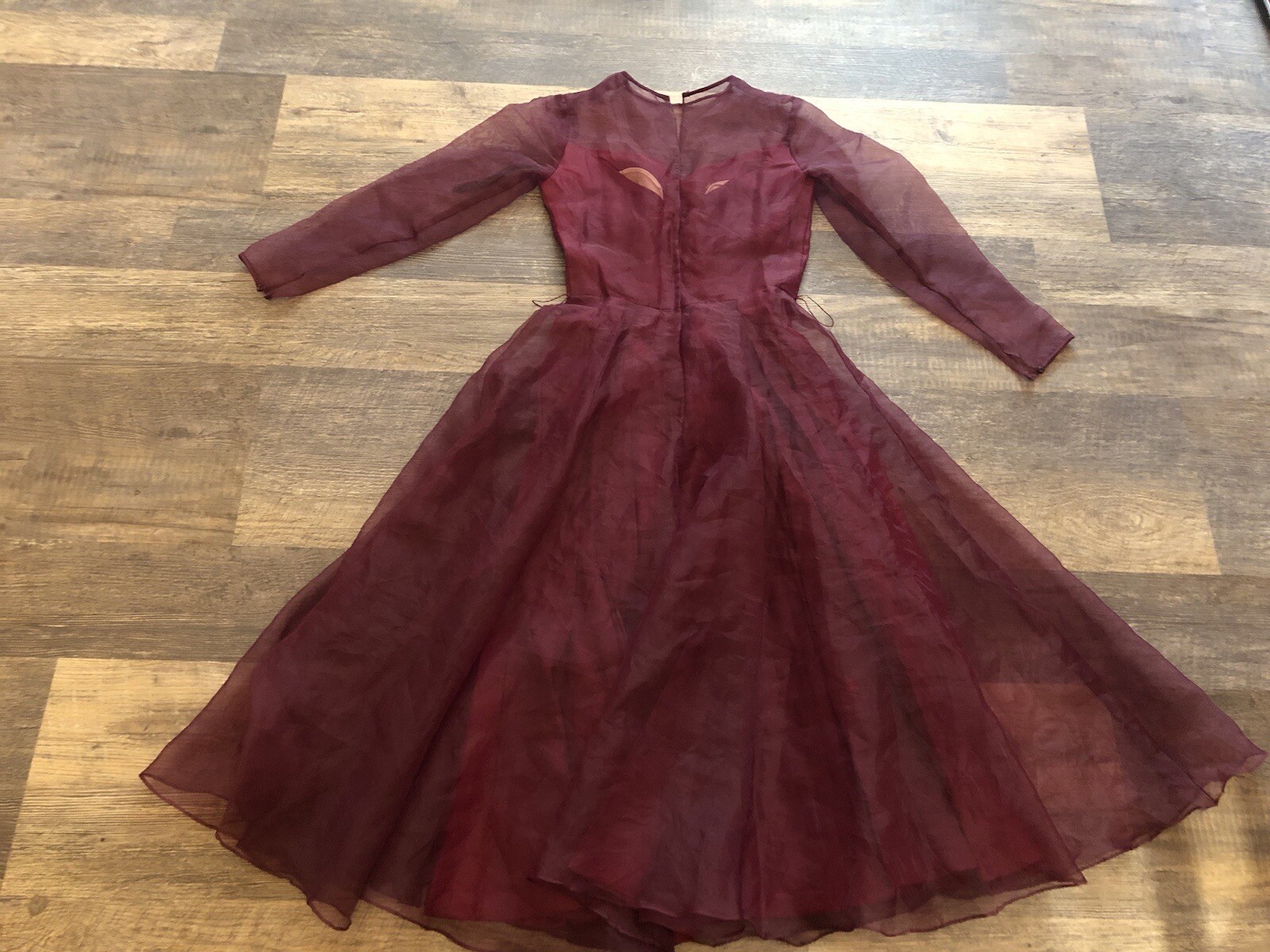 VTG 80’s-90’s Garden /Tea Party Burgundy Rockabilly Bridesmaids Dress ~AS IS!!!