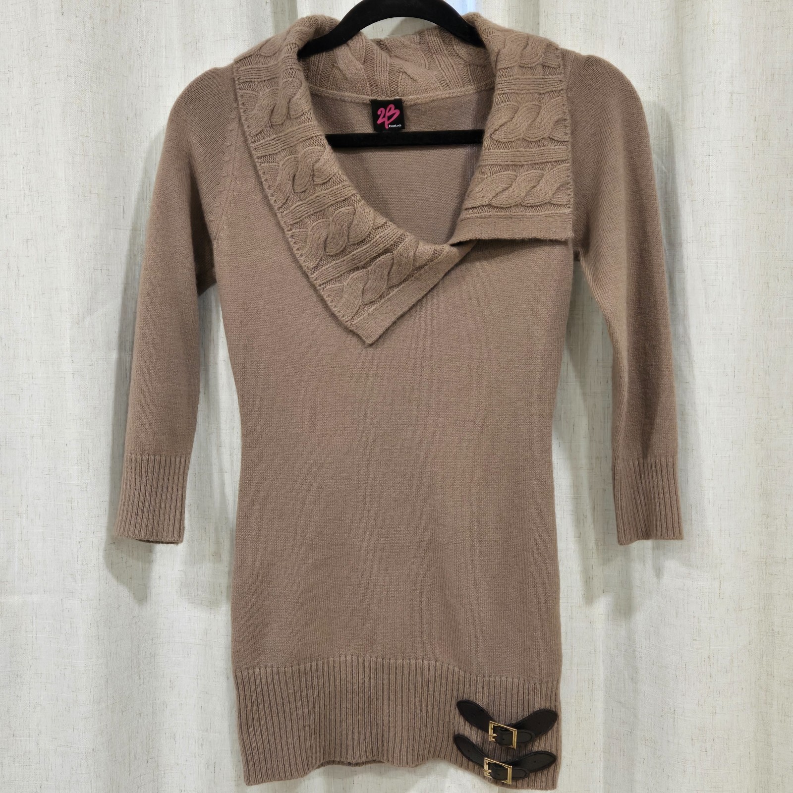 Vintage Y2k 90’s/00’s bebe Brown Sweater Dress S McBling Boho-Chic Indie Sleaze