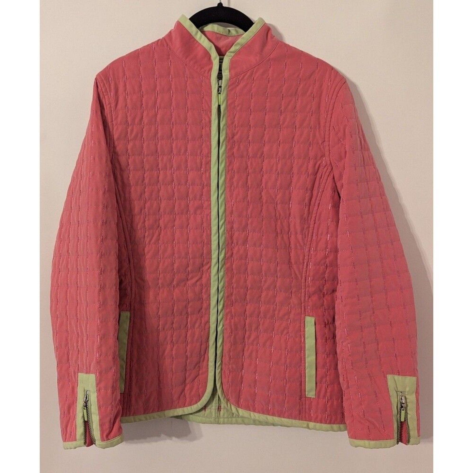 Vintage 80’s Carlisle Size 6 Jacket Quilted Hot Pink and Green Prep Preppy