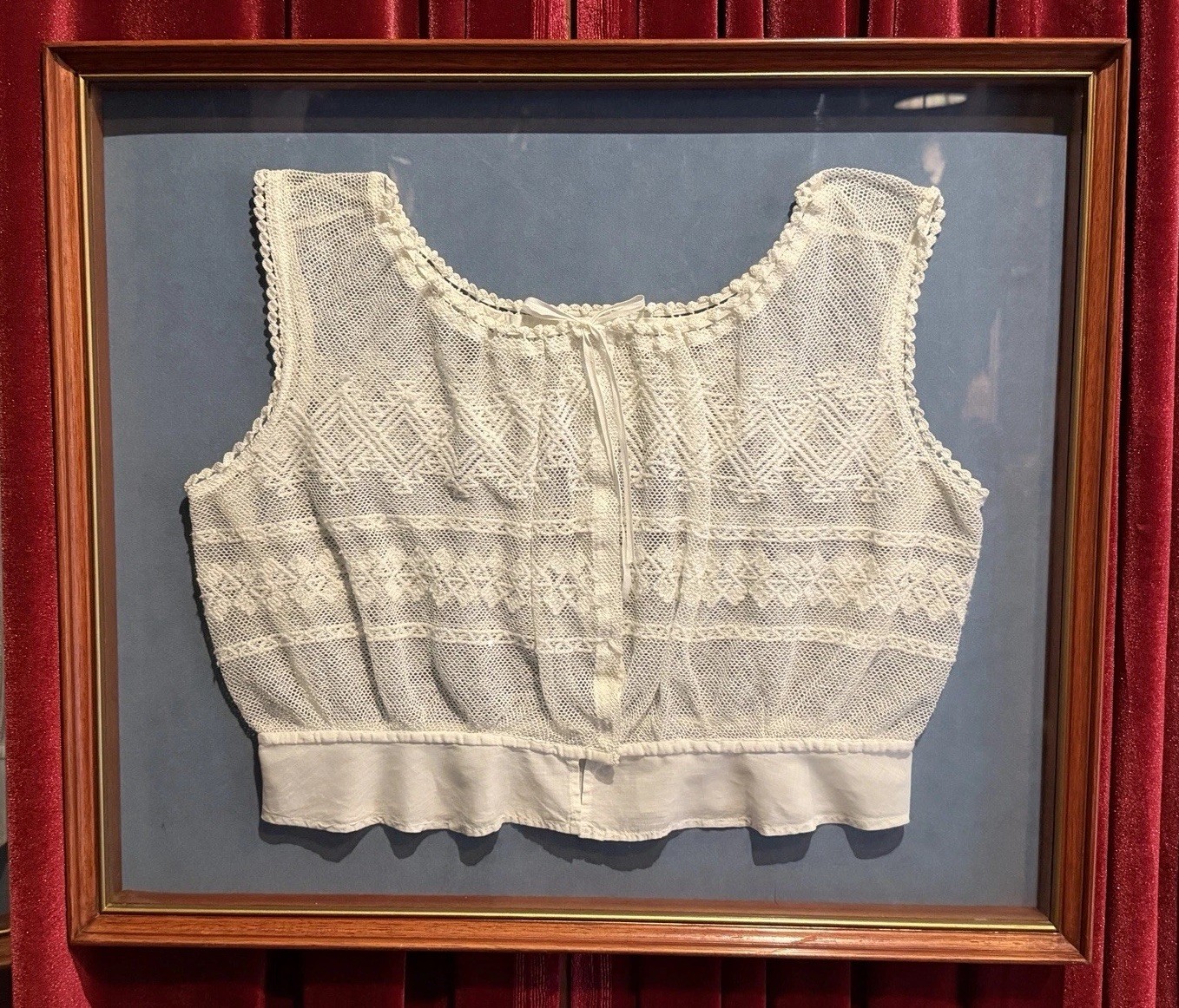 Victorian Lace Corset Cover Or Camisole ND 1890-1900’s Framed Antique
