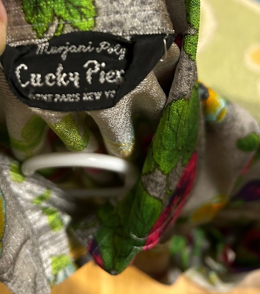 Vintage Lucky Pierre Button Down Shirt Gray Long Sleeve Mod Floral