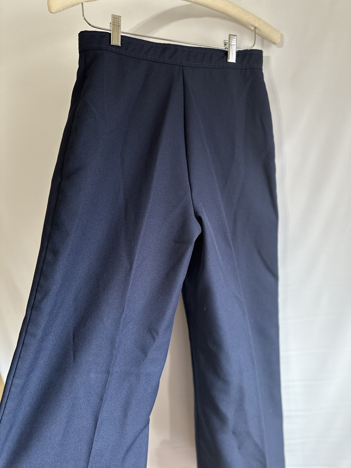 Vtg Blue 70s Tomboy of California Pants Polyester Disco Flare Bell Bottom 27″ W