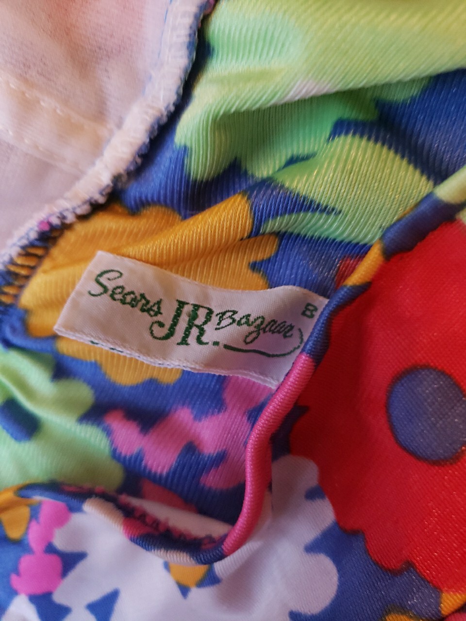VTG 60s/70s Sears Jr. Bazaar Halter Flower Power Tankini Swim Top Sz XS? FLAWS