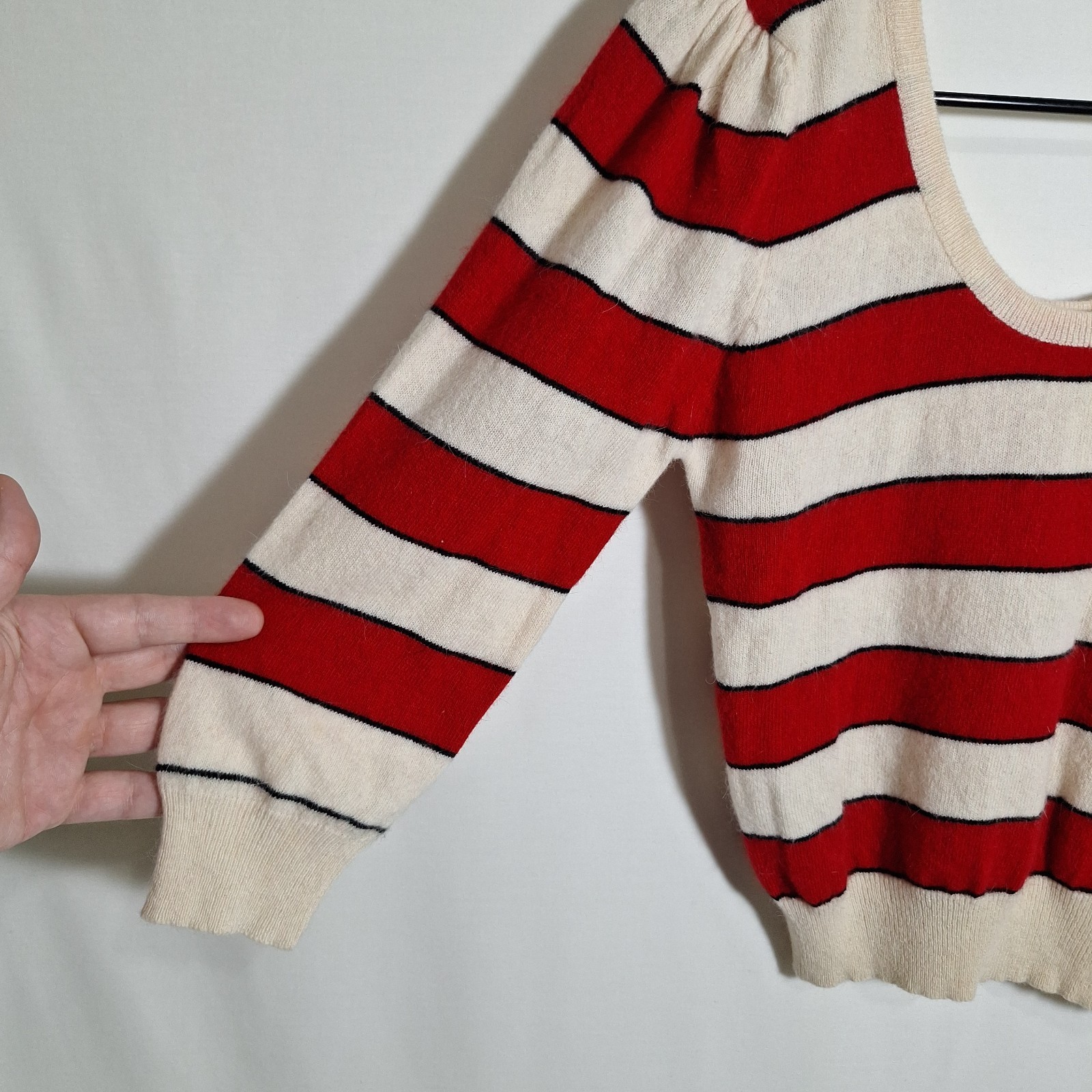 VTG Casual Corner Angora Lambswool Striped Sweater NWT Deadstock Crop Scoop M