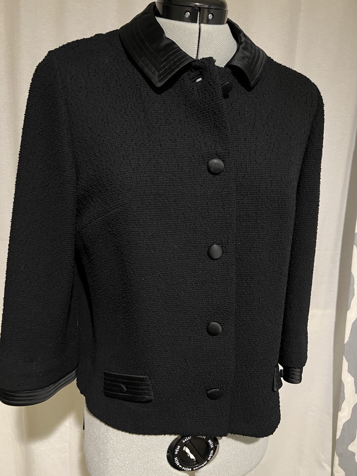True Vintage 1950s 100% Wool Women’s Suit Jacket Satin Detail Butte Knit Sz M/S