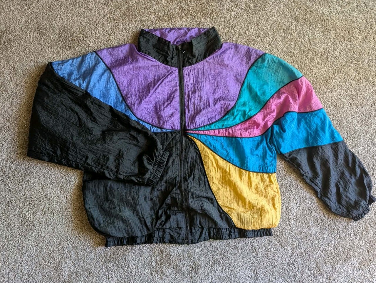 Vintage Olympic Exposure Color Block Windbreaker Jacket 90s Nylon Size L