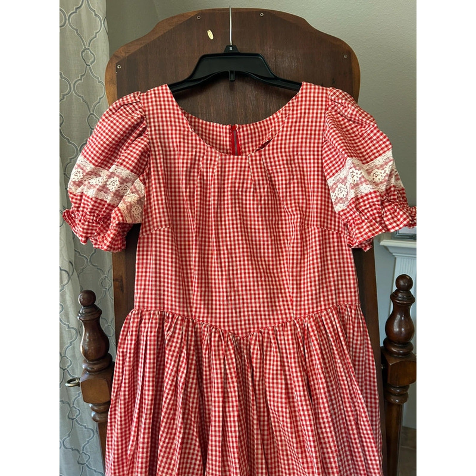 Vintage Square dancing dress red and white gingham country western small/med