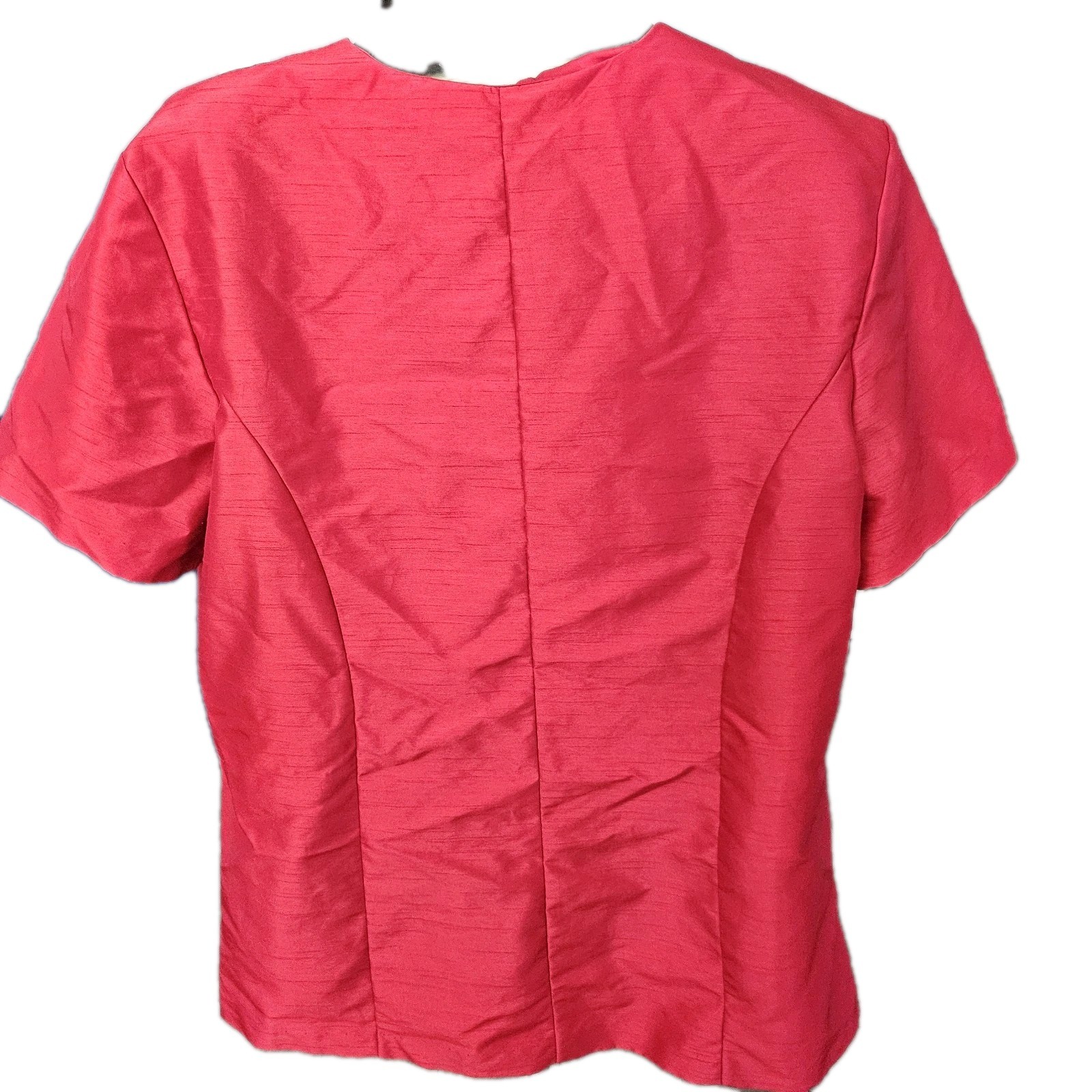 Vintage Sicari Red Button Up Short Sleeve 18W With Shoulder Pads 100% Polyester