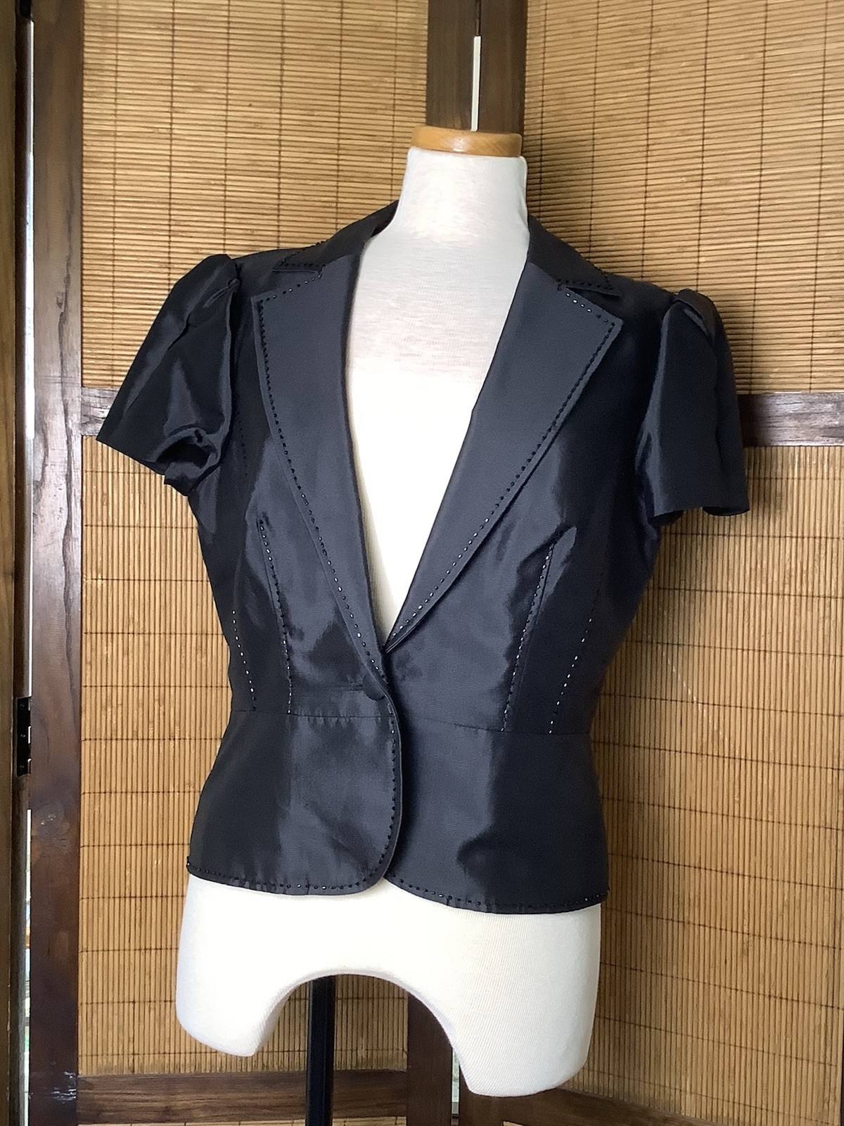 VTG 80s PAPELL BOUTIQUE SILK Sequined Blazer Jacket Womens Sz 10 Retro Glam
