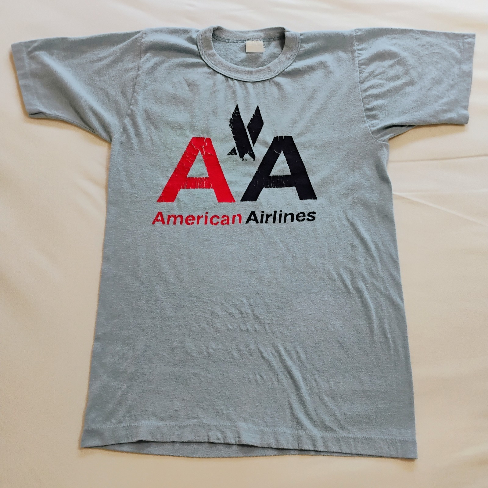 Vintage 80s American Airlines Tee T-Shirt Single Stitch Short Sleeve Blue Small