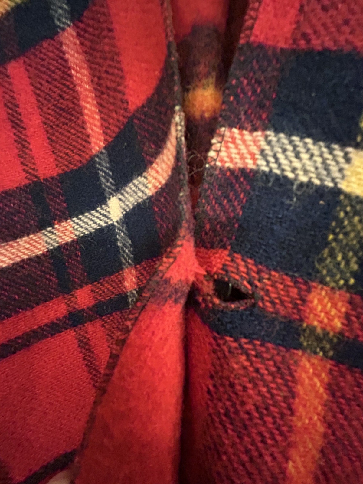 Vintage Saks Fifth Avenue Red Navy Yellow Wool Tartan Plaid Poncho Cape Fringe