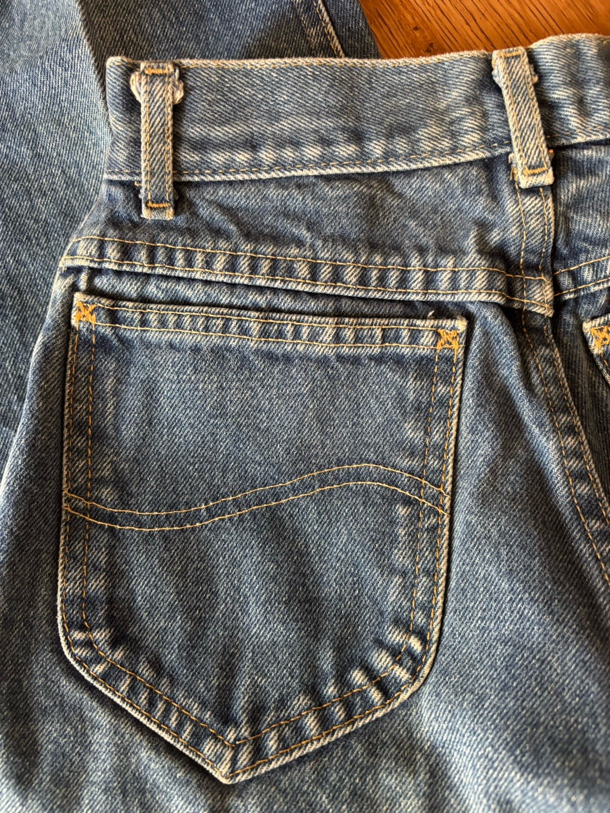 Vintage Union Made Women’s LEE High Waisted Med Wash Straight Sz Jr 5 1970s-80s