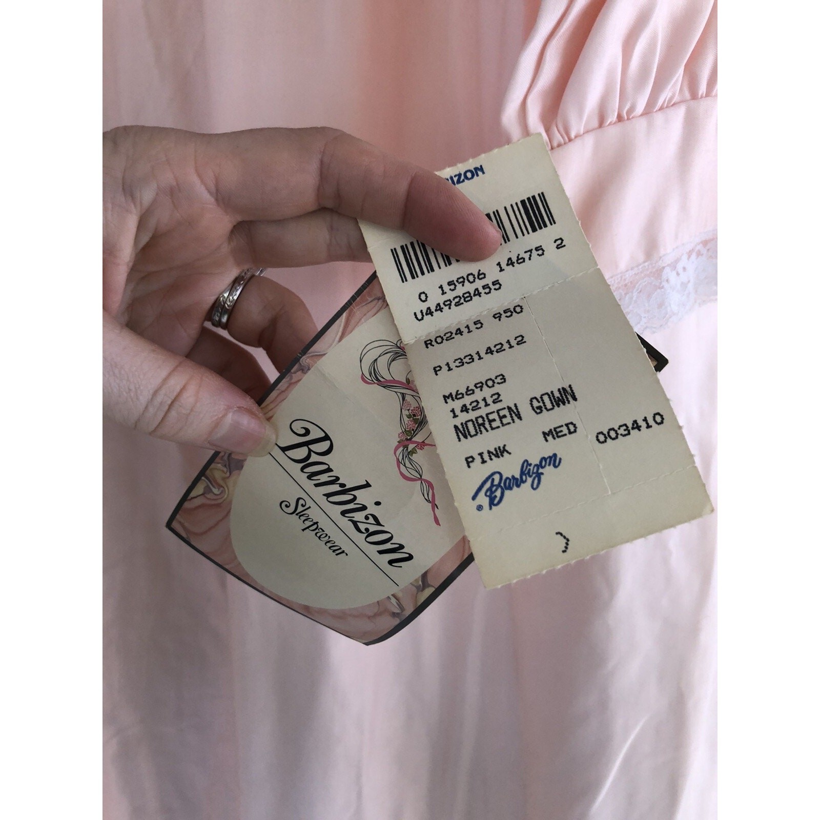 Barbizon Night Gown Vintage Pink Embroidered Size Medium Noreen Long NWT