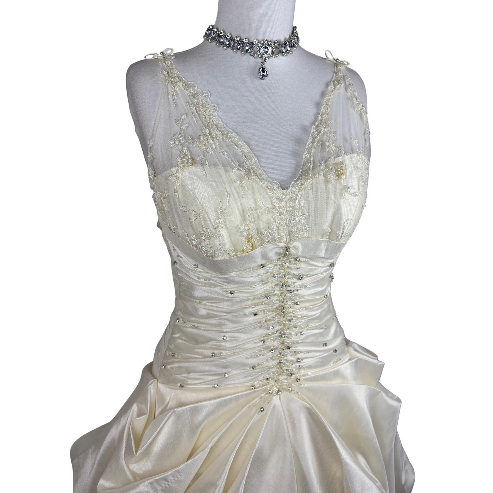 Vintage Romantic Wedding Dress With Veil Ivory Corset Bridal Gown Lace Fairycore