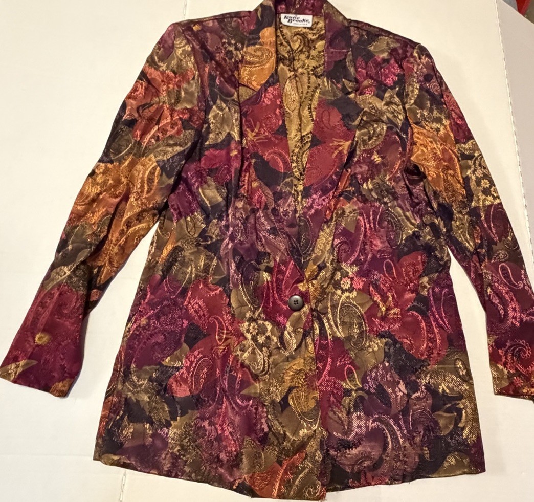 Vintage 90s Women’s Blazer Paisley By Katie Brooke Size 10 Made In USA