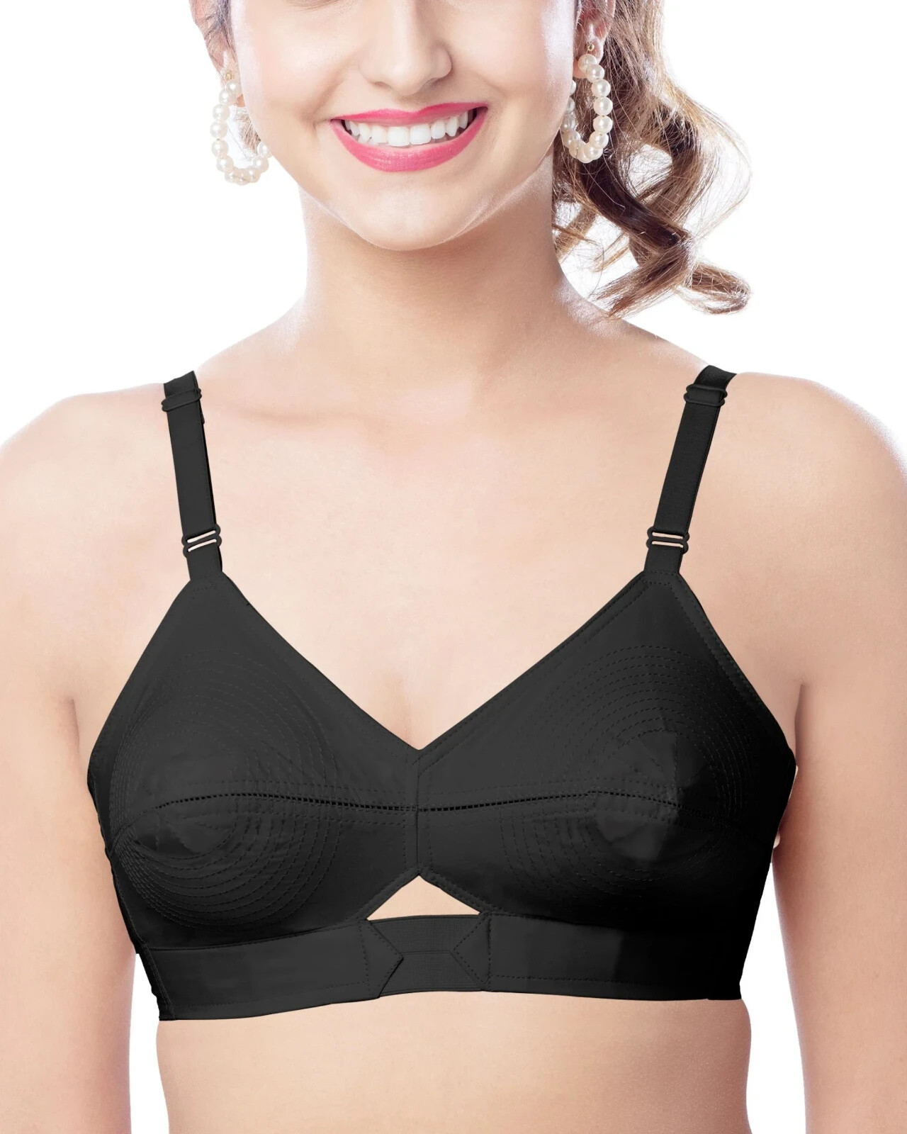 Padded Bullet Bra Organic Cotton – Vintage Retro Bra (Plus Size Available) Black