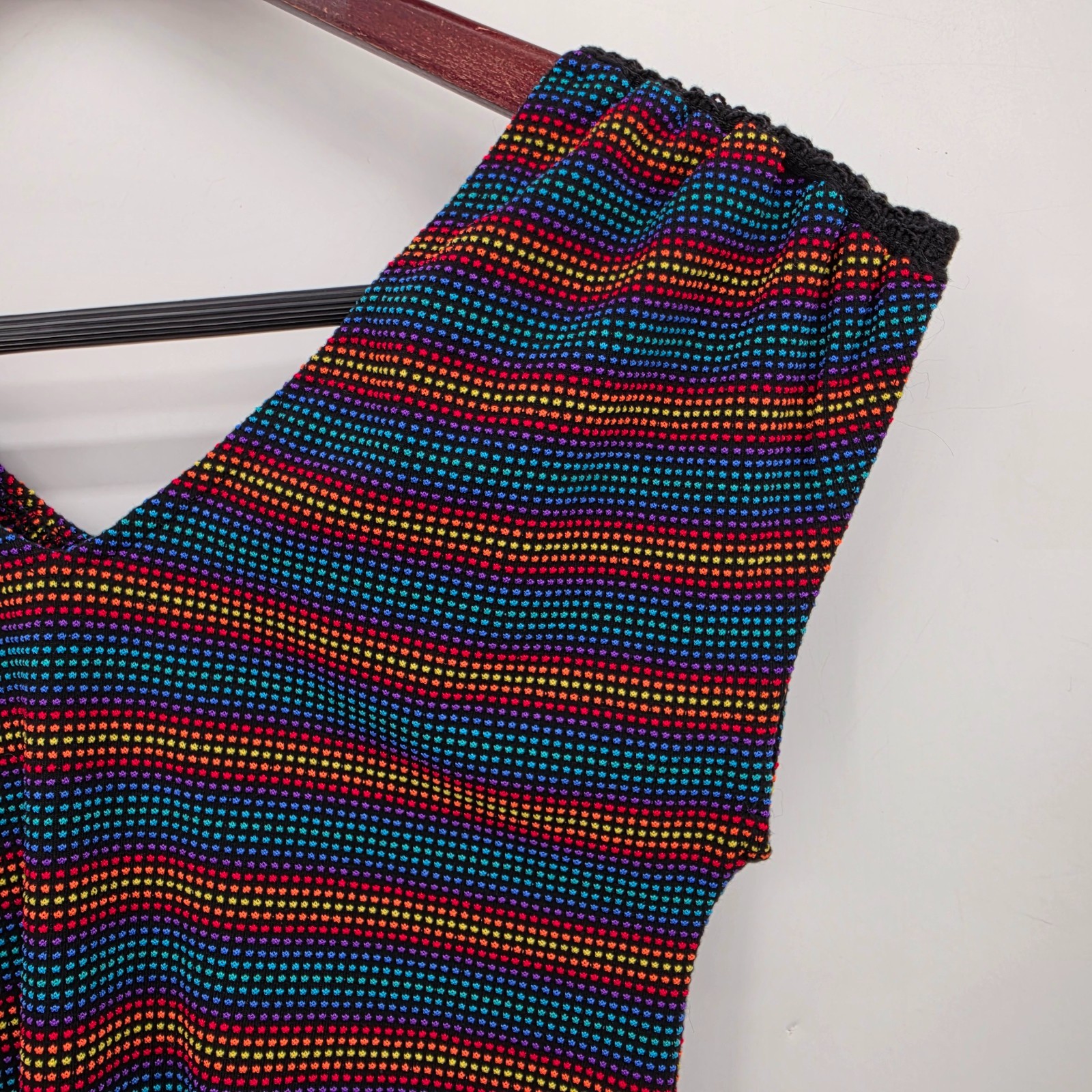 Vintage RAIN BEAU Aerobic One-Piece Leotard Size Small Black Rainbow Jazzercise