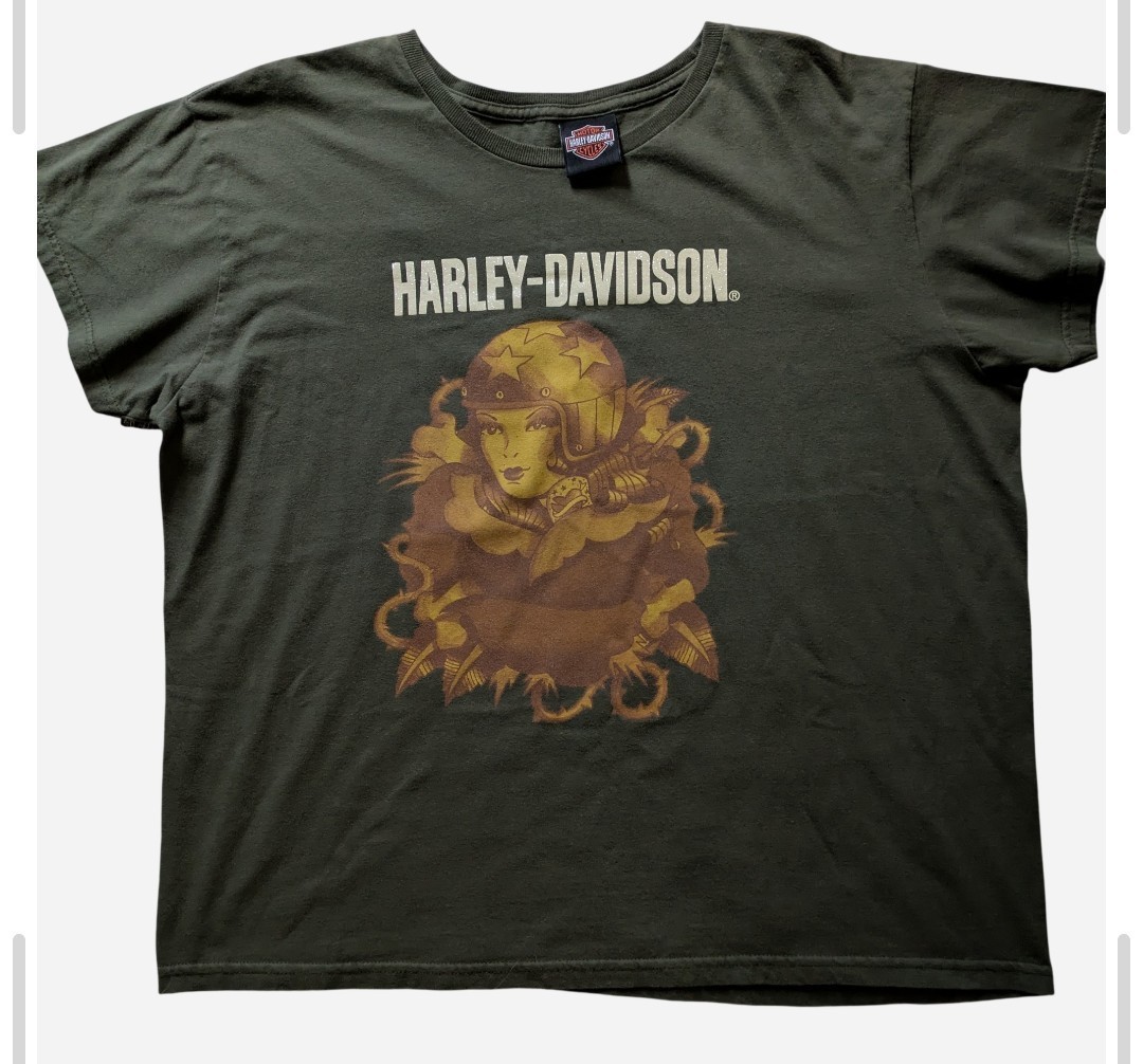 Women’s Vintage Harley Davidson T-Shirt with Glitter Lettering Size XL