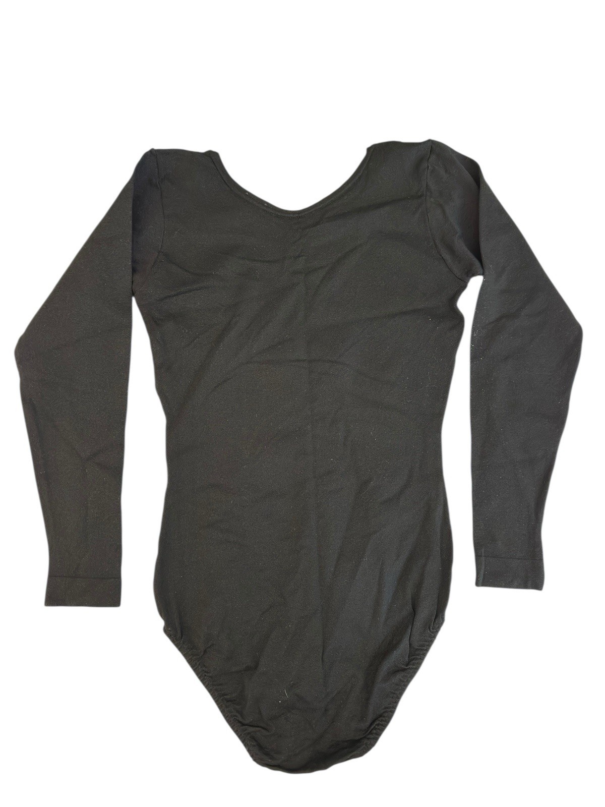 Nos Vintage Danskin Long Sleeve Bodysuit Leotard Black USA Nylon Spandex sz S