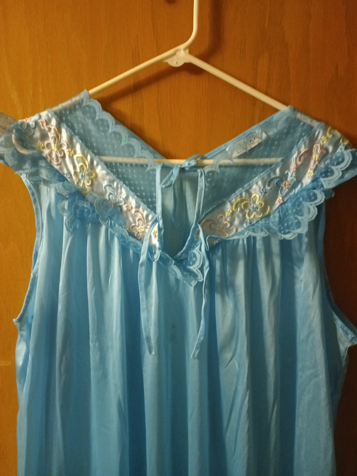 Vtg Rikki New York Long Blue Nylon Nightgown