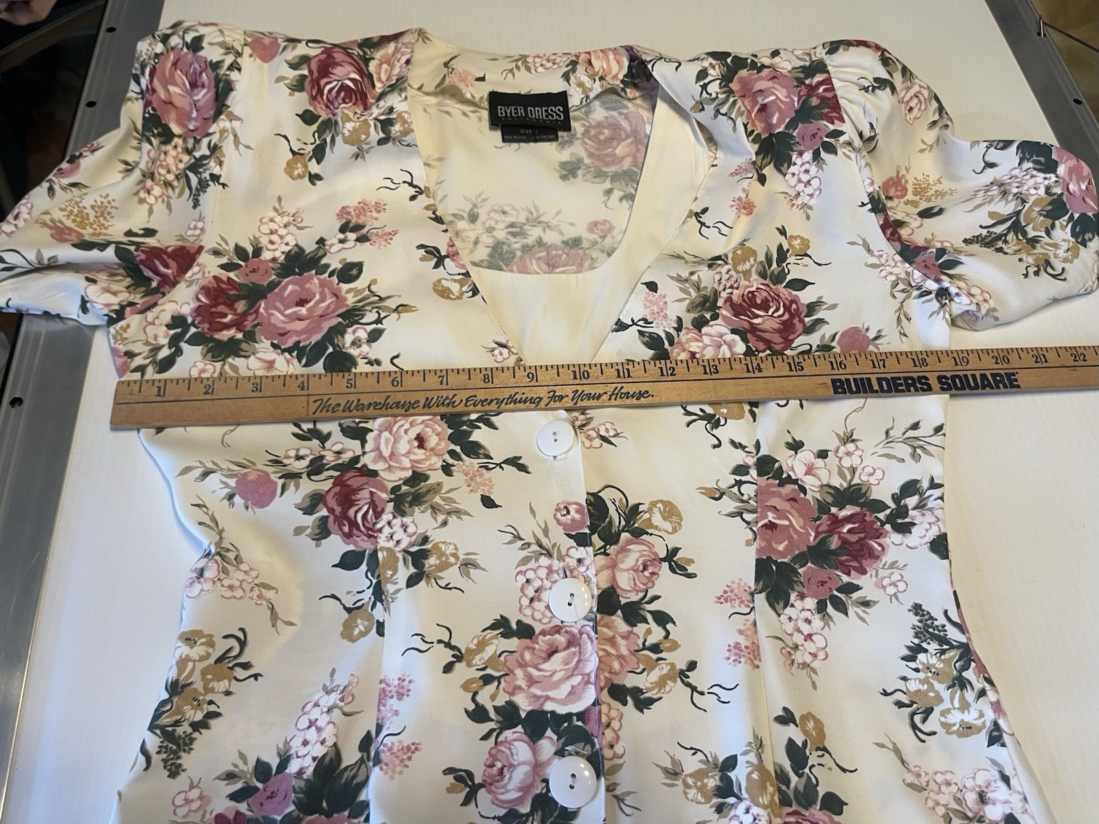 Vintage Byer Dress Floral Rose Granny Core Dress Cottage Core Size 7 1980s