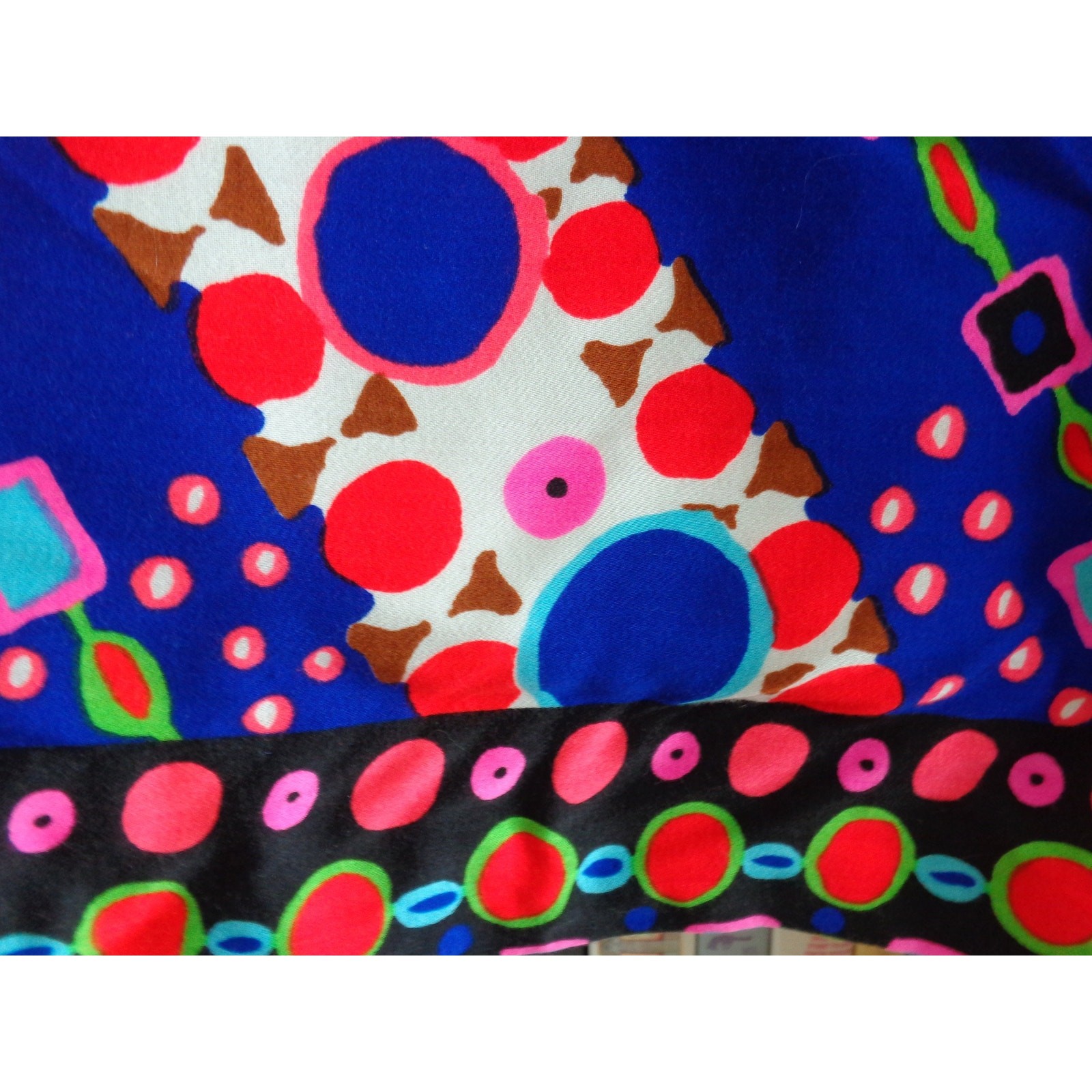 Vintage 1960s Alex Colman Maxi Skirt Polished Cotton Abstract Print Small
