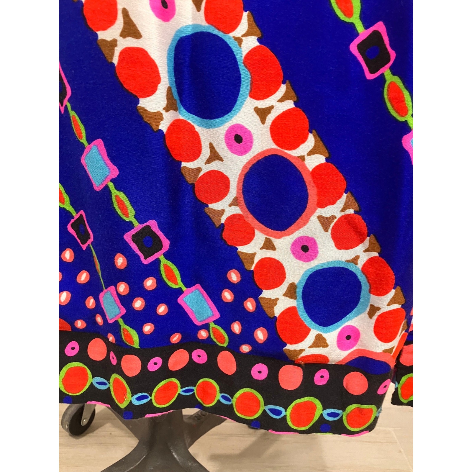 Vintage 1960s Alex Colman Maxi Skirt Polished Cotton Abstract Print Small
