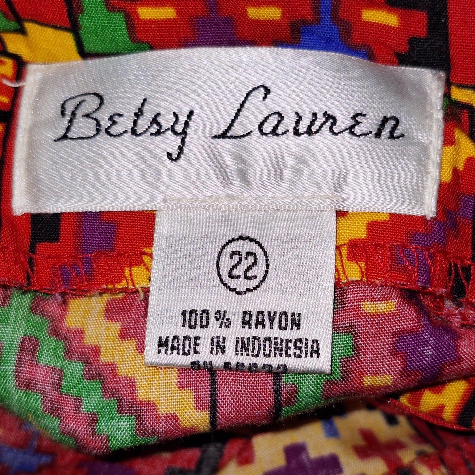 Vintage 90s Betsy Lauren Patchwork Tapestry Dress Back Bow Cutout Art Teacher 22