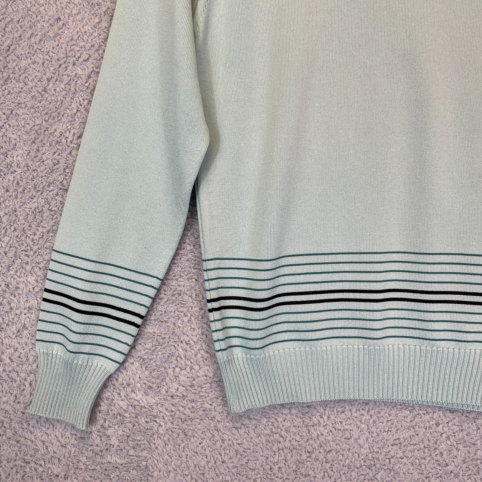 Vintage 1970s Givenchy Sport Designer Aqua Striped Sweater Top Size 36 Talon Zip