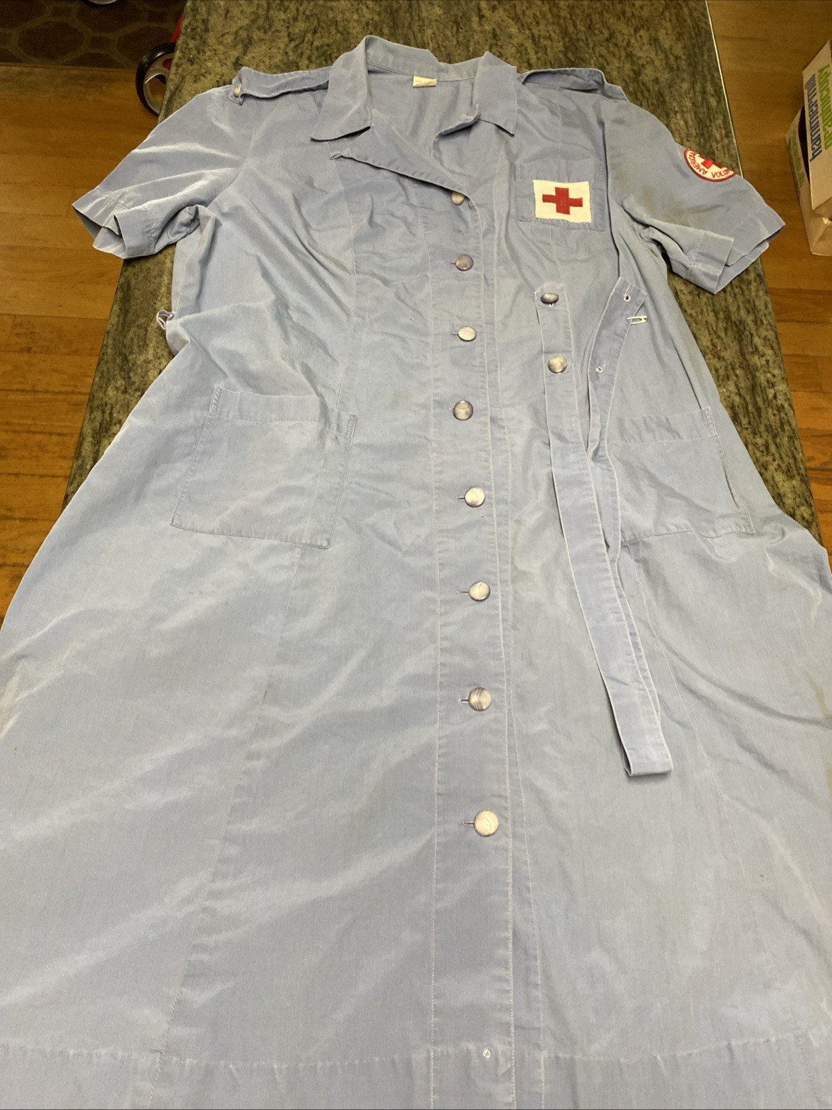 Vintage 1940s 50s American Red Cross Uniform Volunteer Military Nurse Dress 42