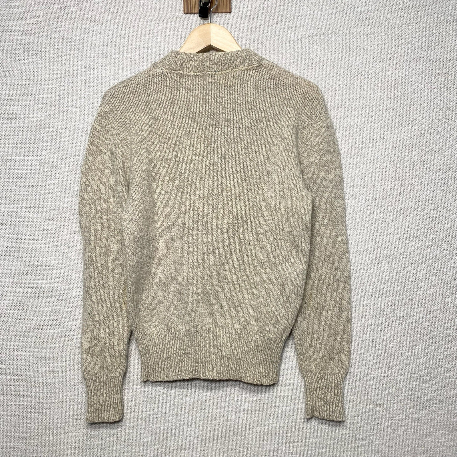 80s Jos A Bank Sweater M Womens Ribbed Knit Oatmeal Grandpa Chic