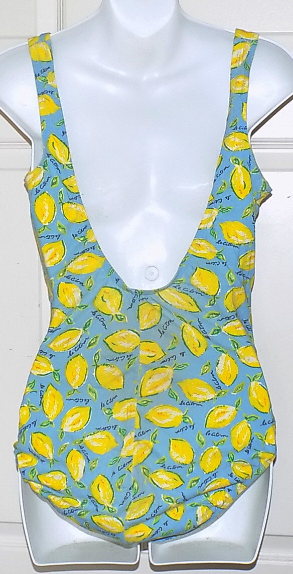 Vintage 70s Coco Reef Swimsuit Lemons 10 / 32 Cotton Bathing Suit