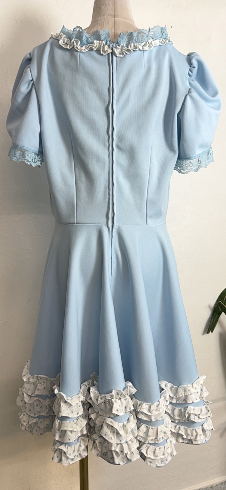 VTG Japanese LOLITA dress sz M/L tiered ruffles coquette retro skater lace trim