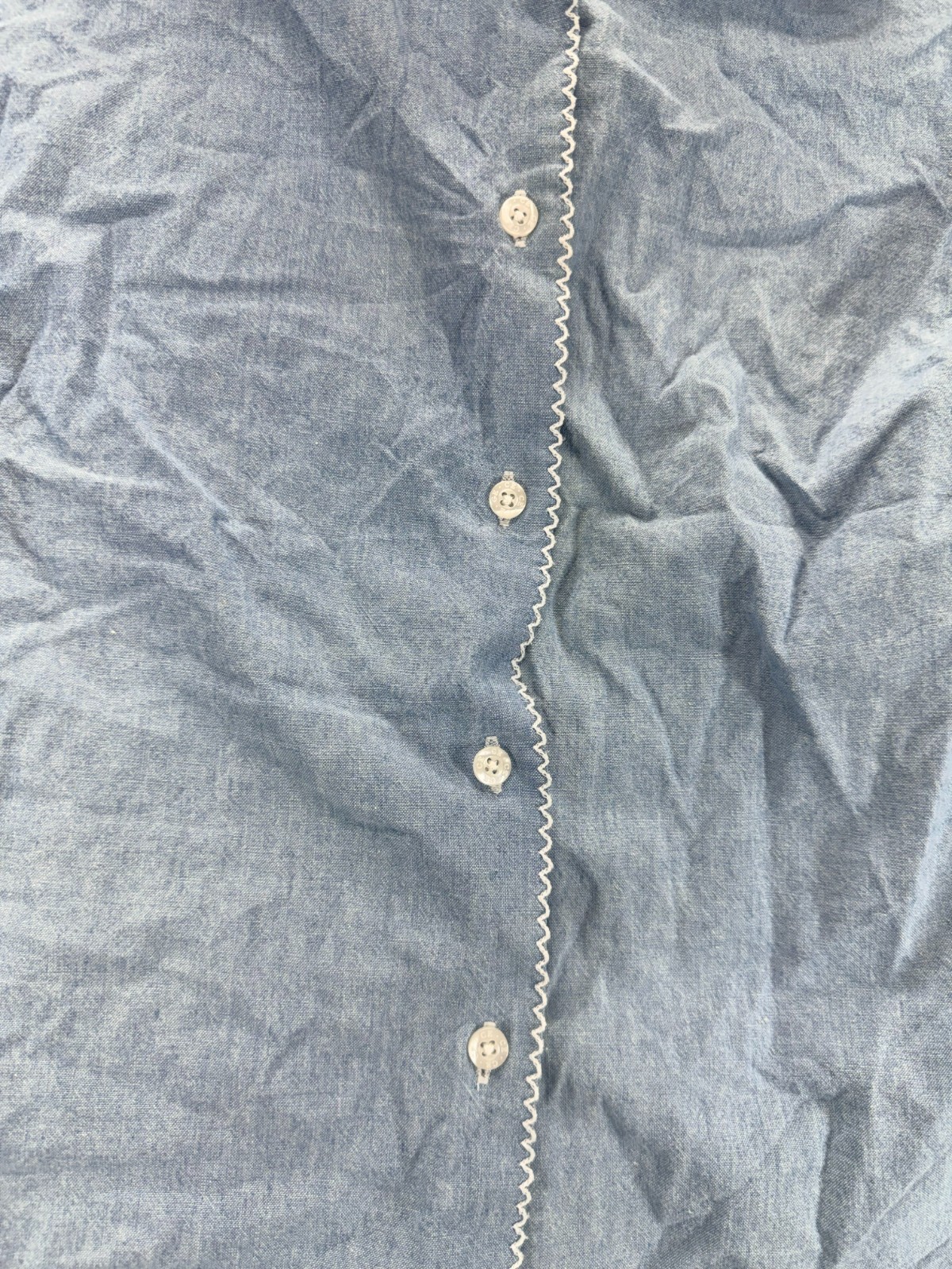 Vintage 90s Y2K Classic Elements Button Up Womens L Blue Ric Rac Trim Chambray